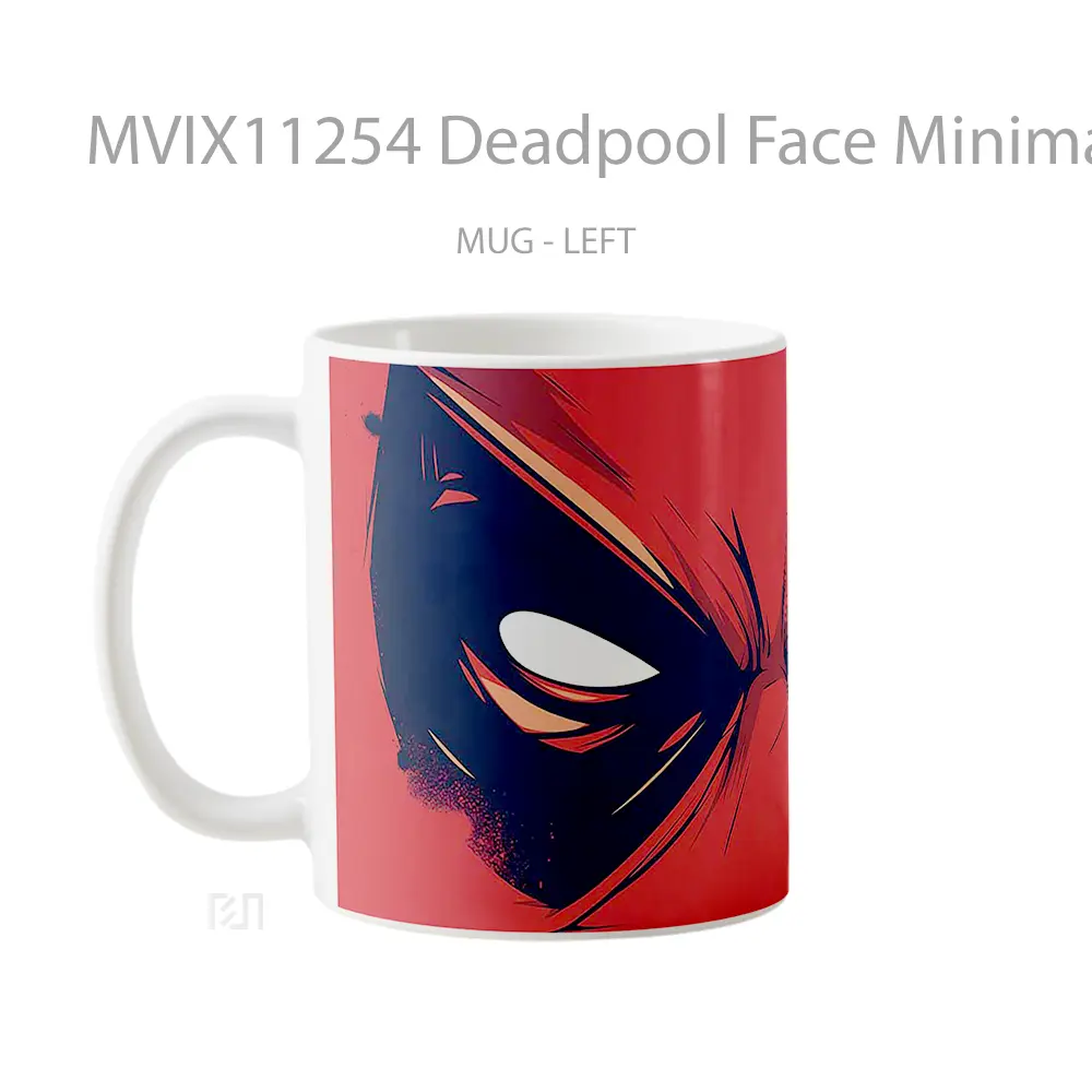 Mug Deadpool Face Minimalist Marvel Gelas Keramik Koleksi Superhero - All-side / Desain