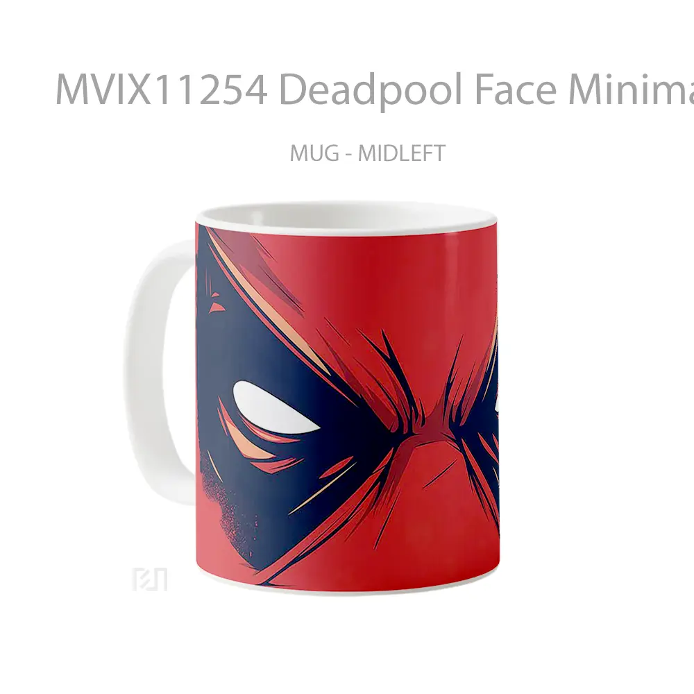 Mug Deadpool Face Minimalist Marvel Gelas Keramik Koleksi Superhero - All-side / Desain