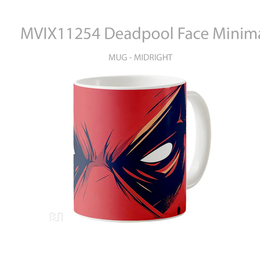 Mug Deadpool Face Minimalist Marvel Gelas Keramik Koleksi Superhero - All-side / Desain