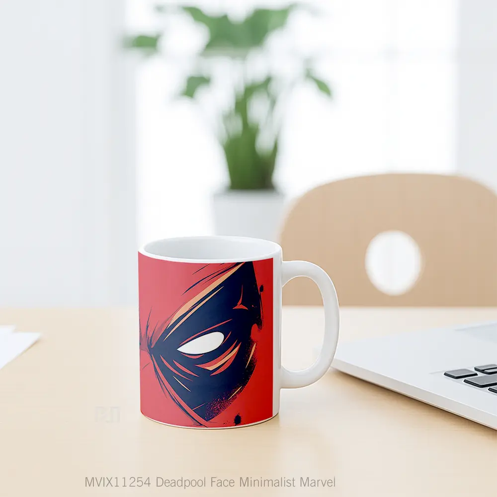 Mug Deadpool Face Minimalist Marvel Gelas Keramik Koleksi Superhero - All-side / Desain