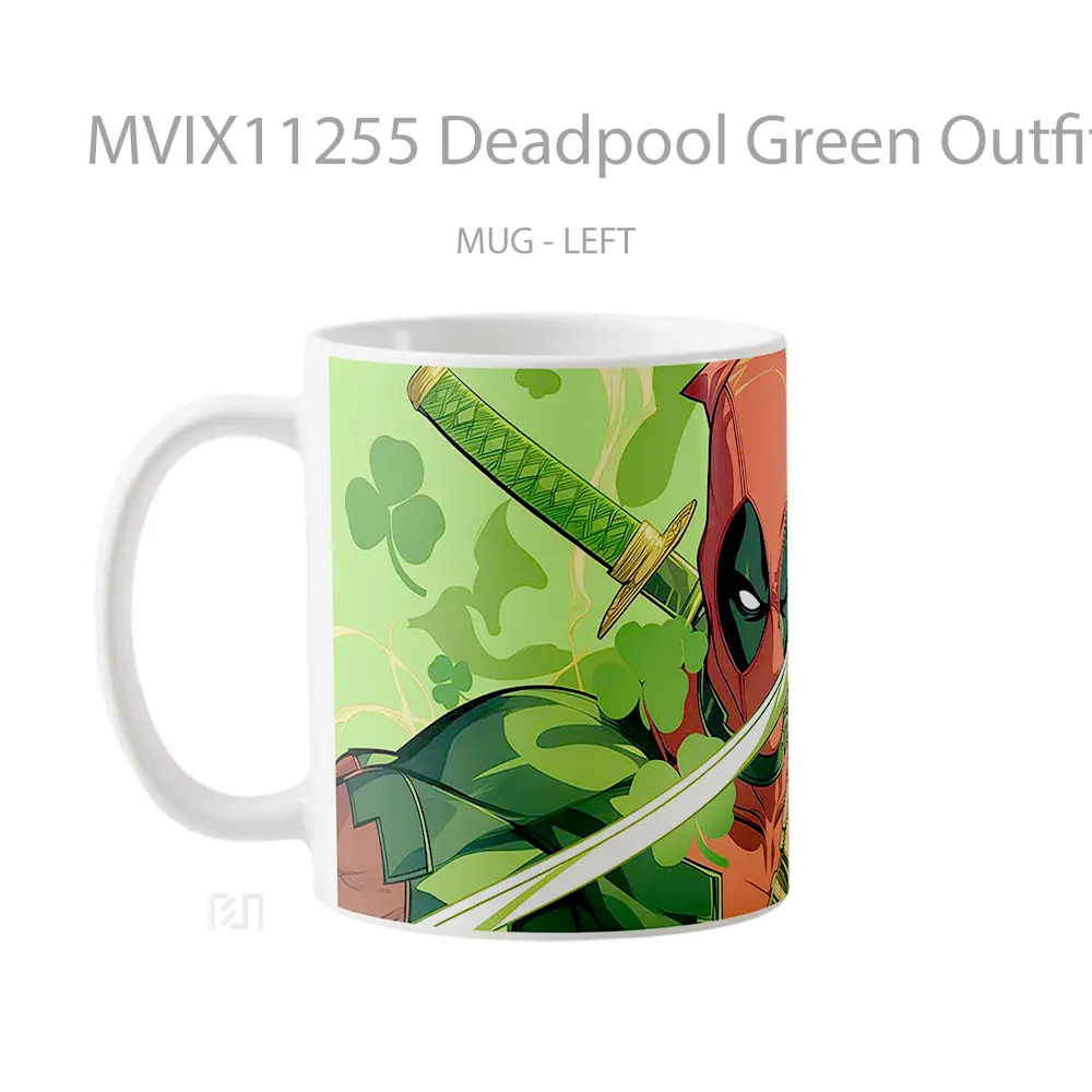 Mug Deadpool Green Outfit St Patricks Day Hadiah Lucu dan Menarik - All-side / Desain