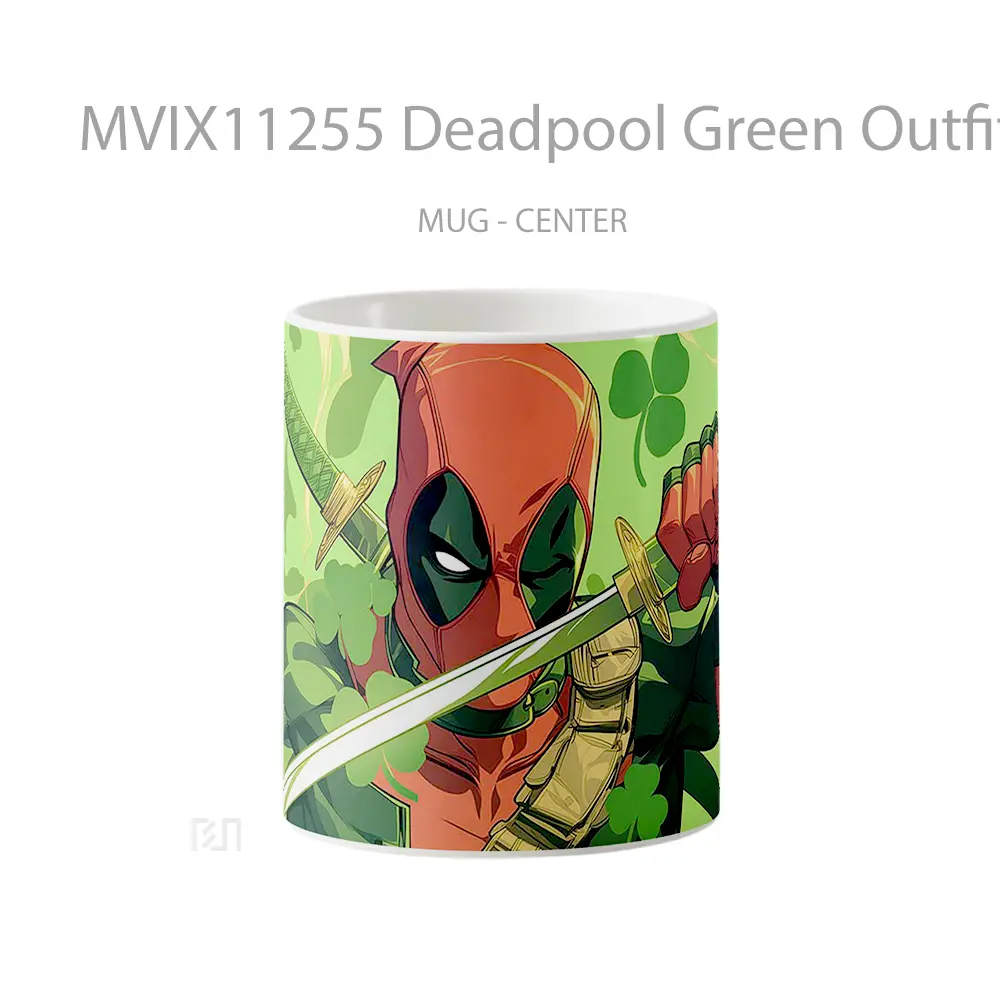 Mug Deadpool Green Outfit St Patricks Day Hadiah Lucu dan Menarik