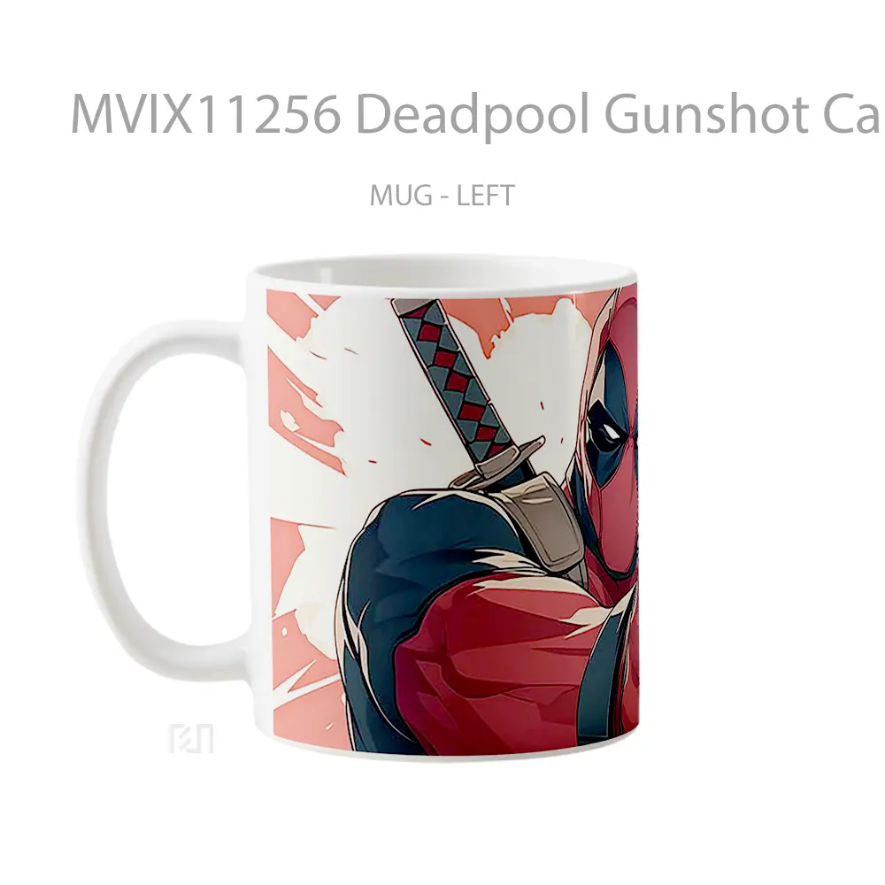 Mug Deadpool Gunshot Cartoon Mug Aesthetic Koleksi Spesial - All-side / Desain