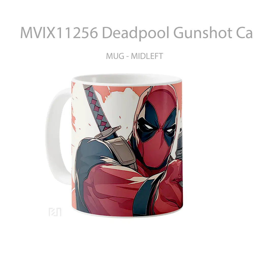 Mug Deadpool Gunshot Cartoon Mug Aesthetic Koleksi Spesial - All-side / Desain