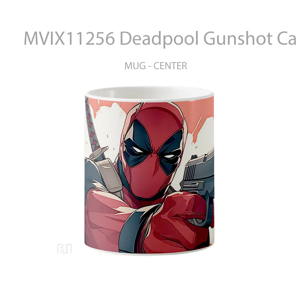 Mug Deadpool Gunshot Cartoon Mug Aesthetic Koleksi Spesial