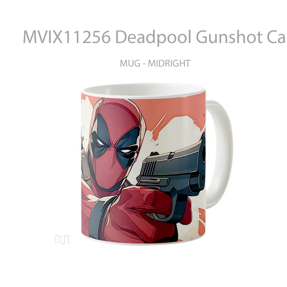 Mug Deadpool Gunshot Cartoon Mug Aesthetic Koleksi Spesial - All-side / Desain