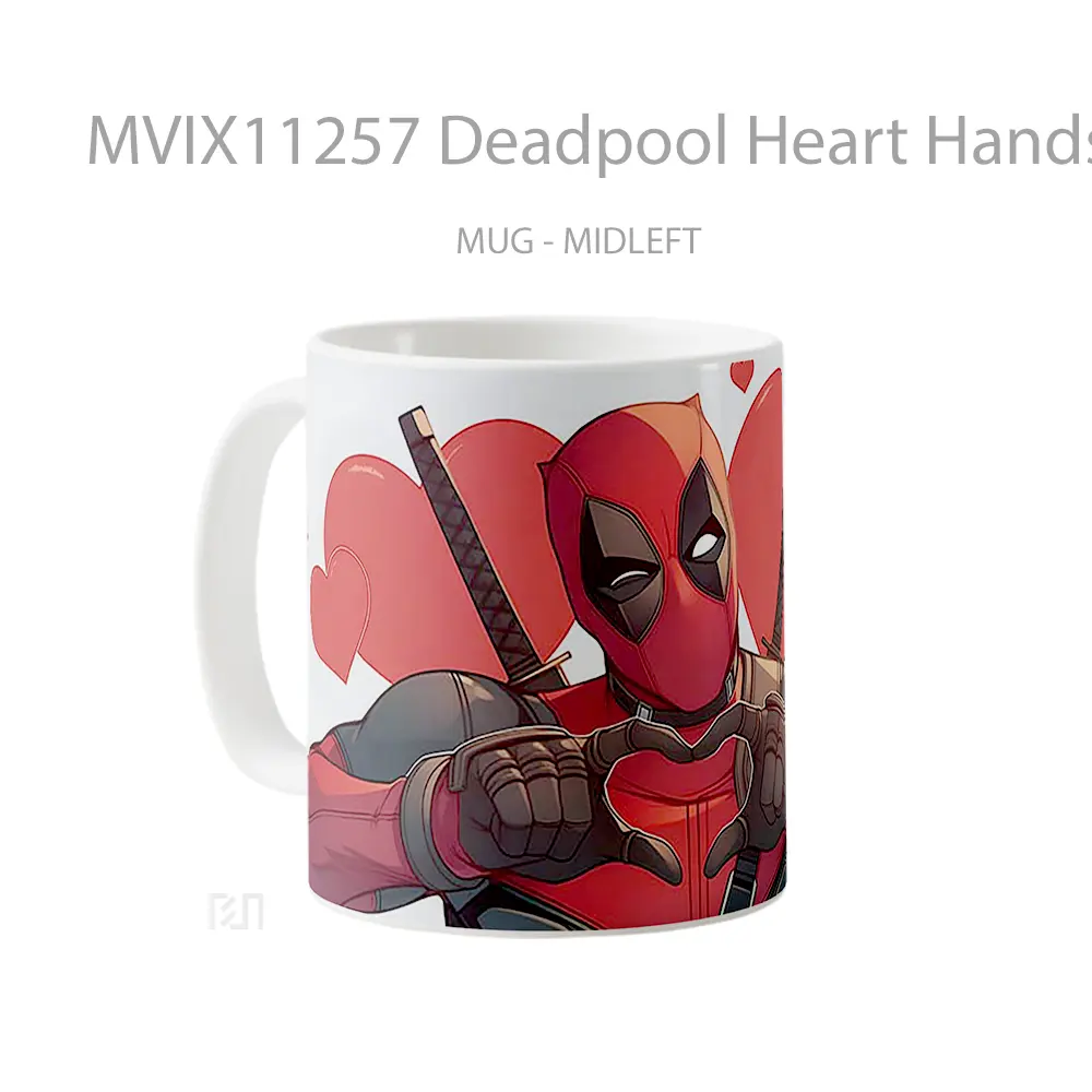 Mug Deadpool Heart Hands Funny Hadiah Lucu dan Menarik - All-side / Desain