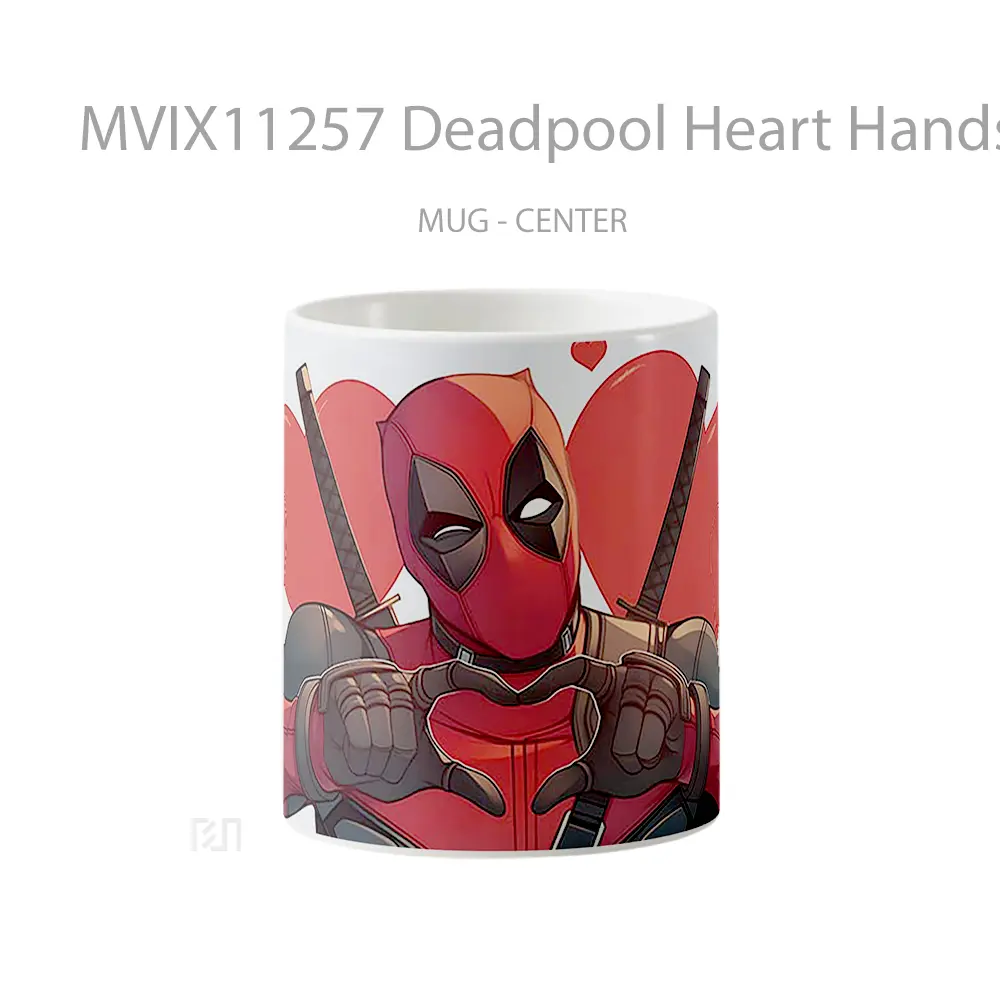 Mug Deadpool Heart Hands Funny Hadiah Lucu dan Menarik