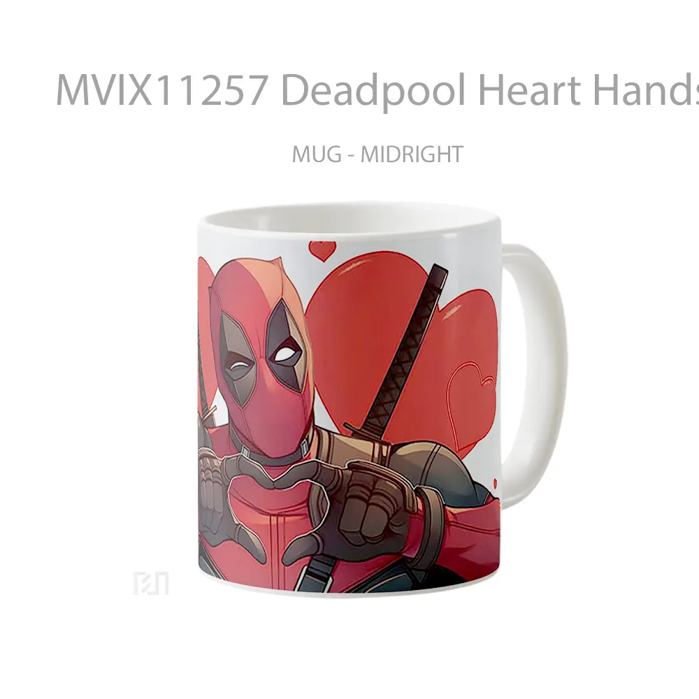 Mug Deadpool Heart Hands Funny Hadiah Lucu dan Menarik - All-side / Desain