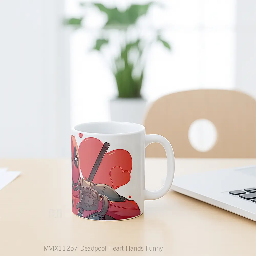 Mug Deadpool Heart Hands Funny Hadiah Lucu dan Menarik - All-side / Desain