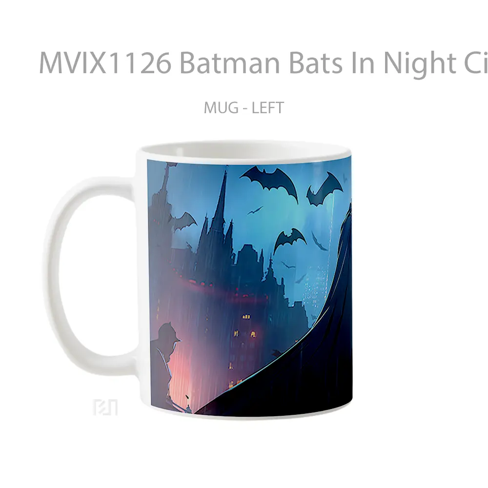 Mug Batman Bats In Night City Merchandise Karakter Ikonik - All-side / Desain