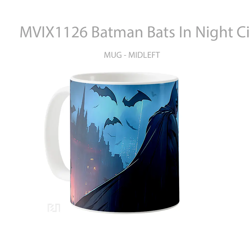Mug Batman Bats In Night City Merchandise Karakter Ikonik - All-side / Desain