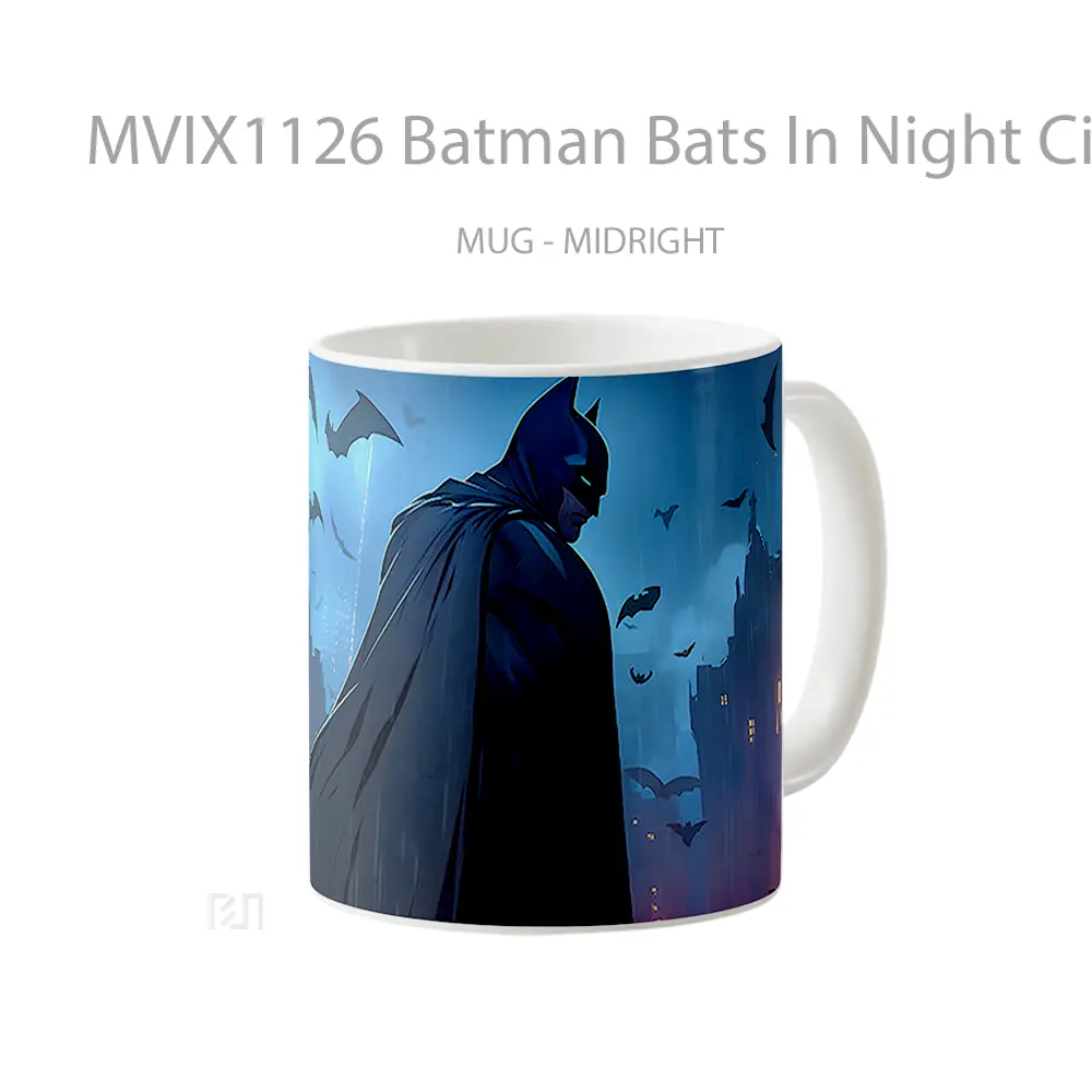 Mug Batman Bats In Night City Merchandise Karakter Ikonik - All-side / Desain