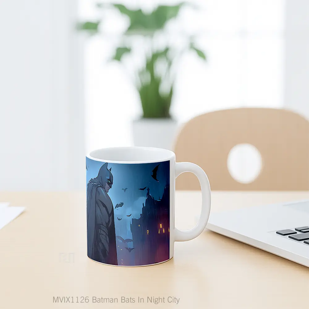Mug Batman Bats In Night City Merchandise Karakter Ikonik - All-side / Desain