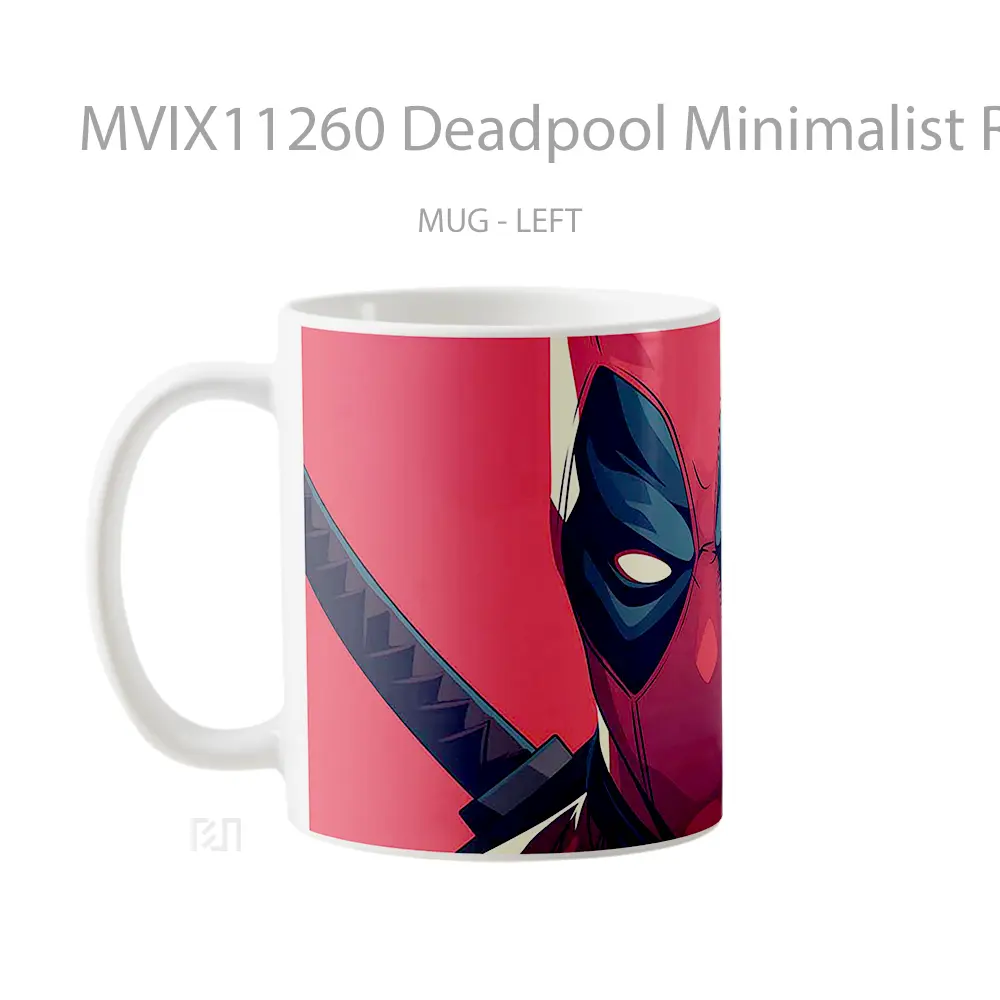 Mug Deadpool Minimalist Red Style Hadiah Lucu dan Menarik - All-side / Desain
