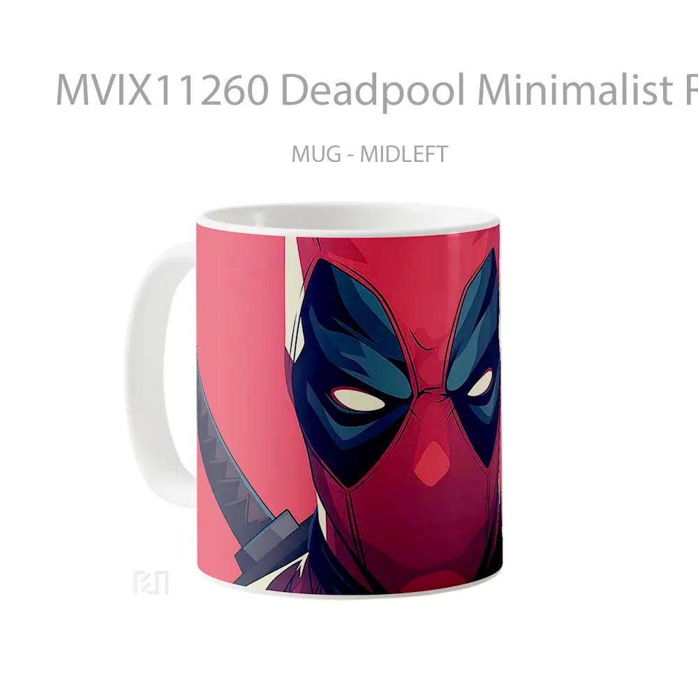 Mug Deadpool Minimalist Red Style Hadiah Lucu dan Menarik - All-side / Desain
