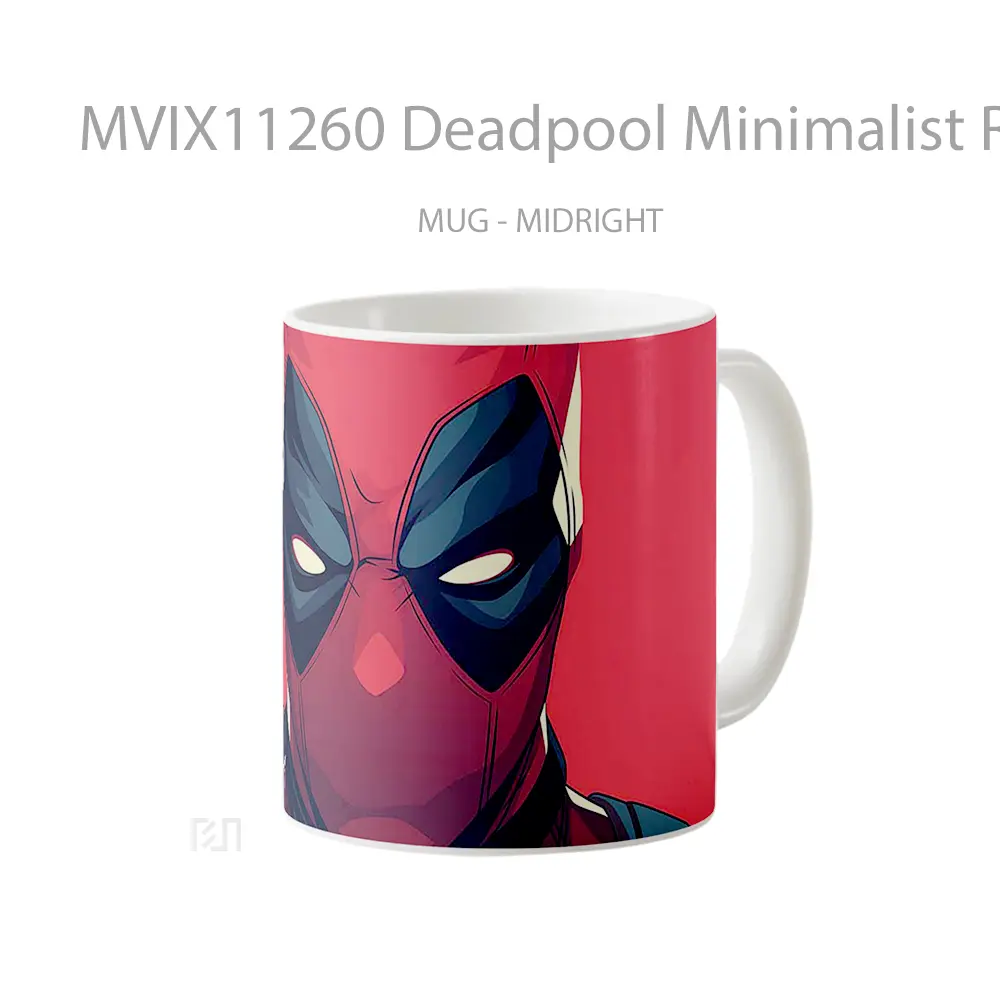 Mug Deadpool Minimalist Red Style Hadiah Lucu dan Menarik - All-side / Desain