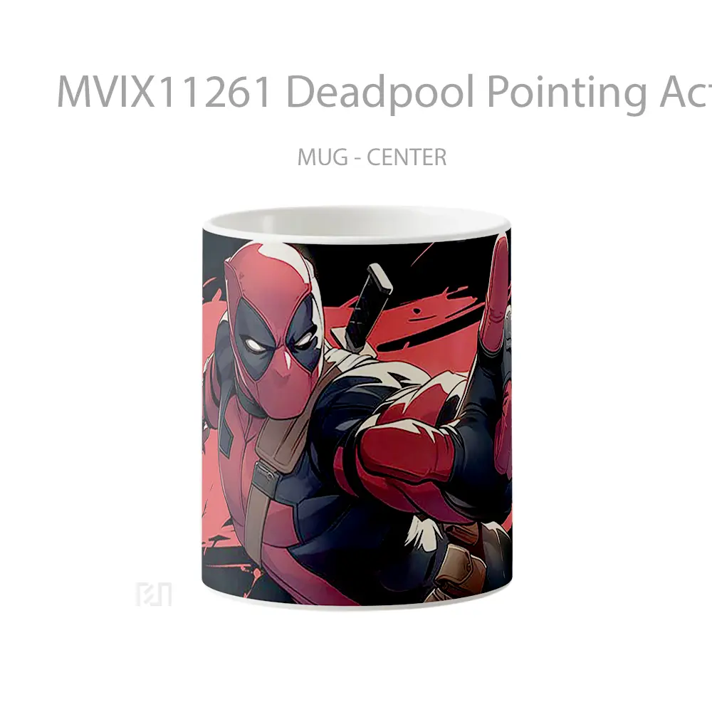 Mug Deadpool Pointing Action Gelas Keramik Desain Unik