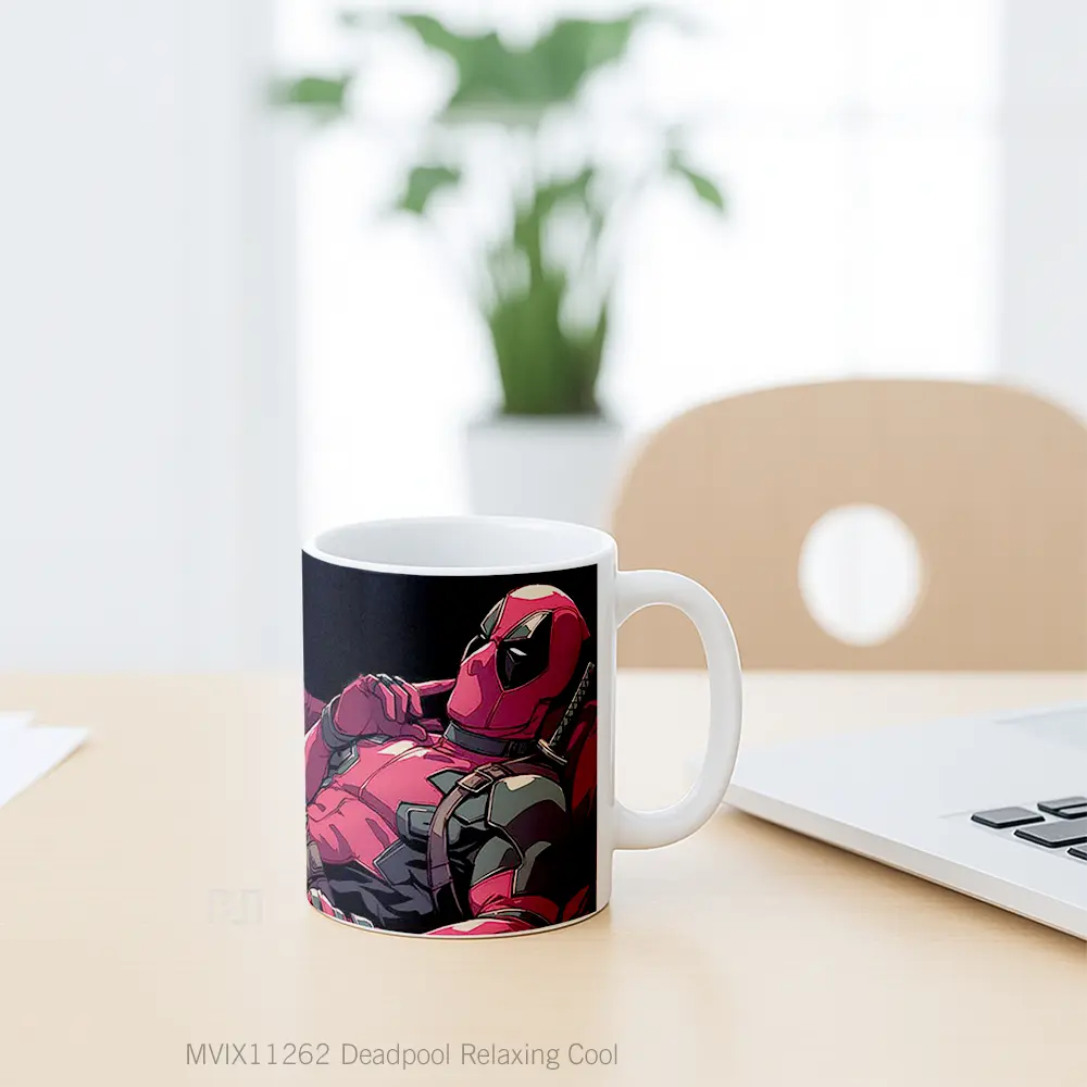 Mug Deadpool Relaxing Cool Gelas Keramik Desain Unik - All-side / Desain
