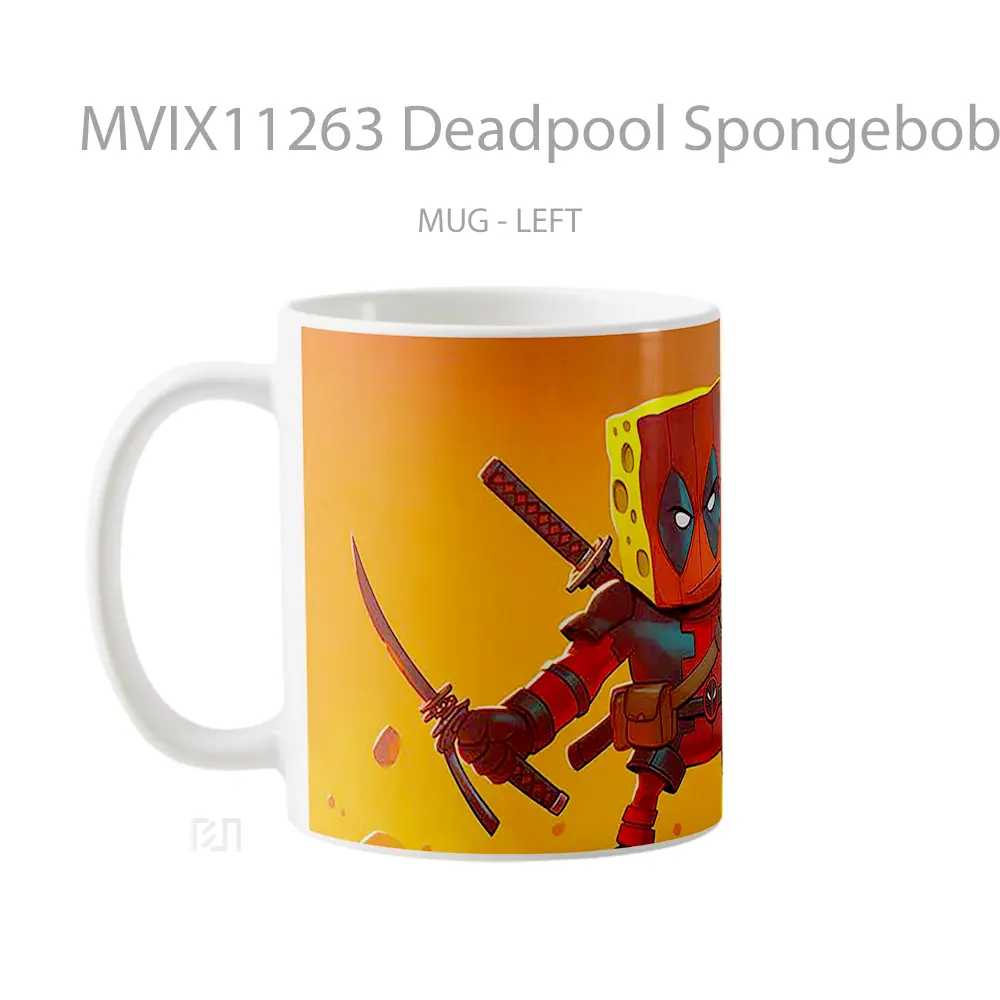 Mug Deadpool Spongebob Hero Mug Anime Populer Koleksi Spesial - All-side / Desain