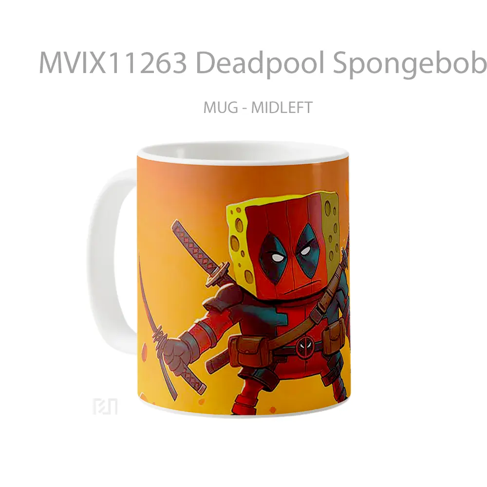 Mug Deadpool Spongebob Hero Mug Anime Populer Koleksi Spesial - All-side / Desain