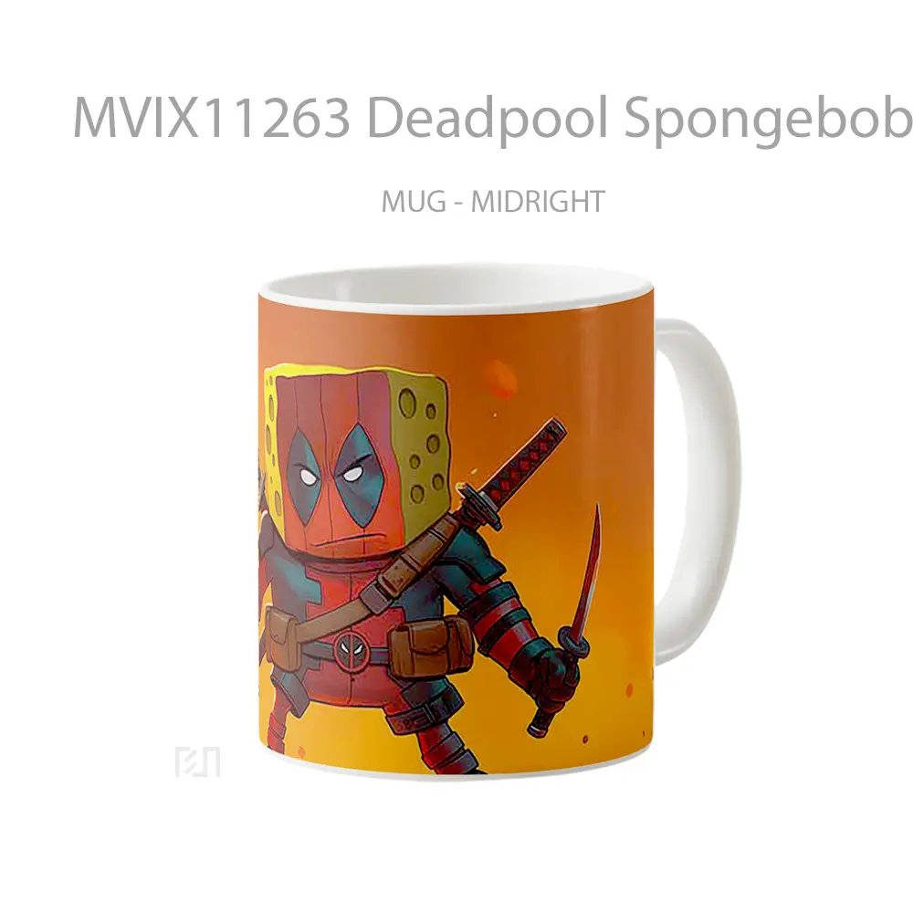 Mug Deadpool Spongebob Hero Mug Anime Populer Koleksi Spesial - All-side / Desain