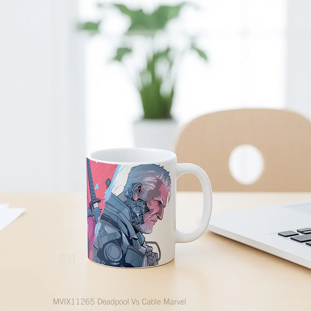 Mug Deadpool Vs Cable Marvel Merchandise Karakter Ikonik - All-side / Desain