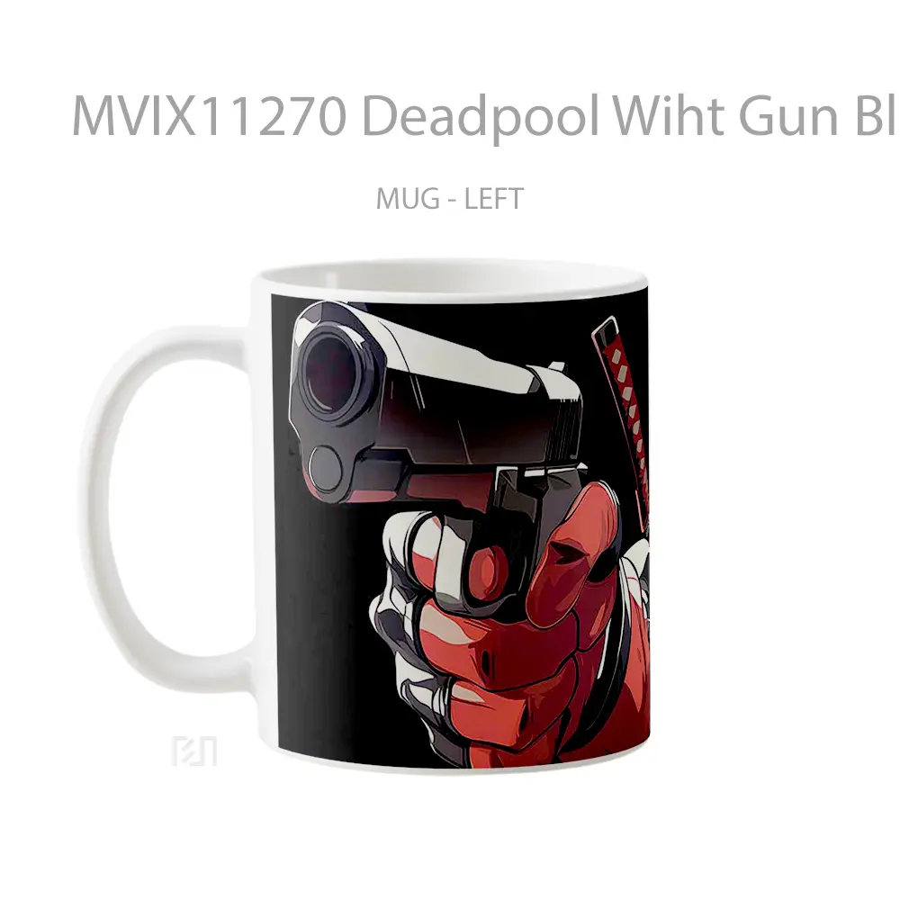 Mug Deadpool Wiht Gun Black Hype Gelas Keramik Desain Unik - All-side / Desain