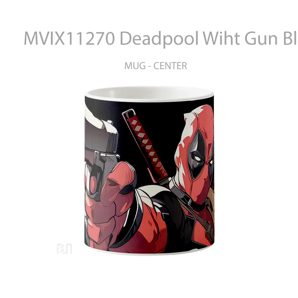 Mug Deadpool Wiht Gun Black Hype Gelas Keramik Desain Unik