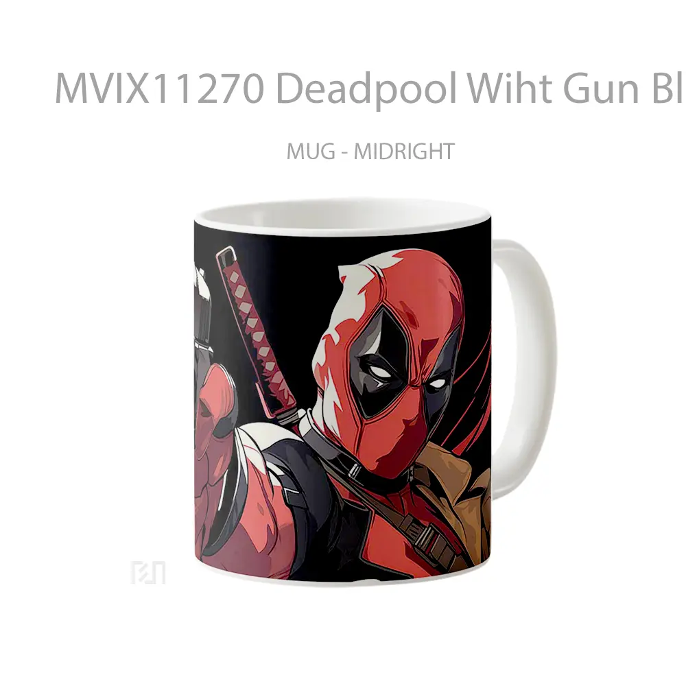 Mug Deadpool Wiht Gun Black Hype Gelas Keramik Desain Unik - All-side / Desain
