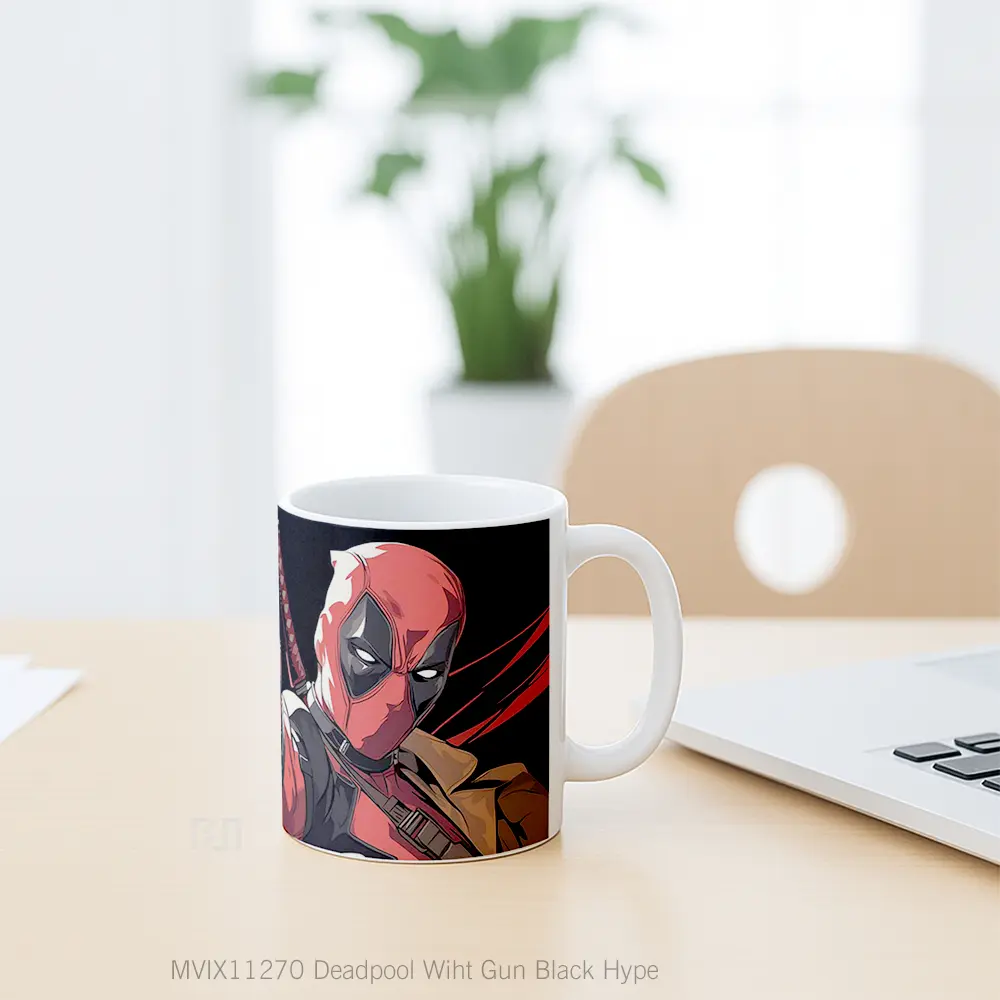 Mug Deadpool Wiht Gun Black Hype Gelas Keramik Desain Unik - All-side / Desain