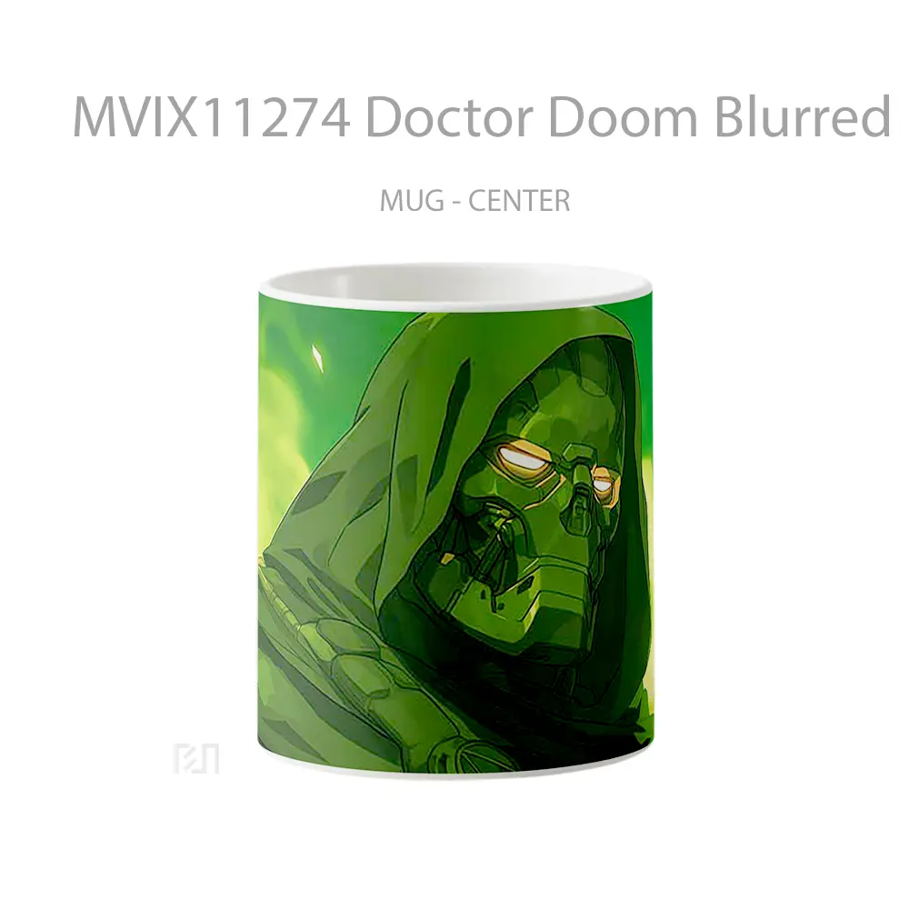 Mug Doctor Doom Blurred Background Hadiah Lucu dan Menarik