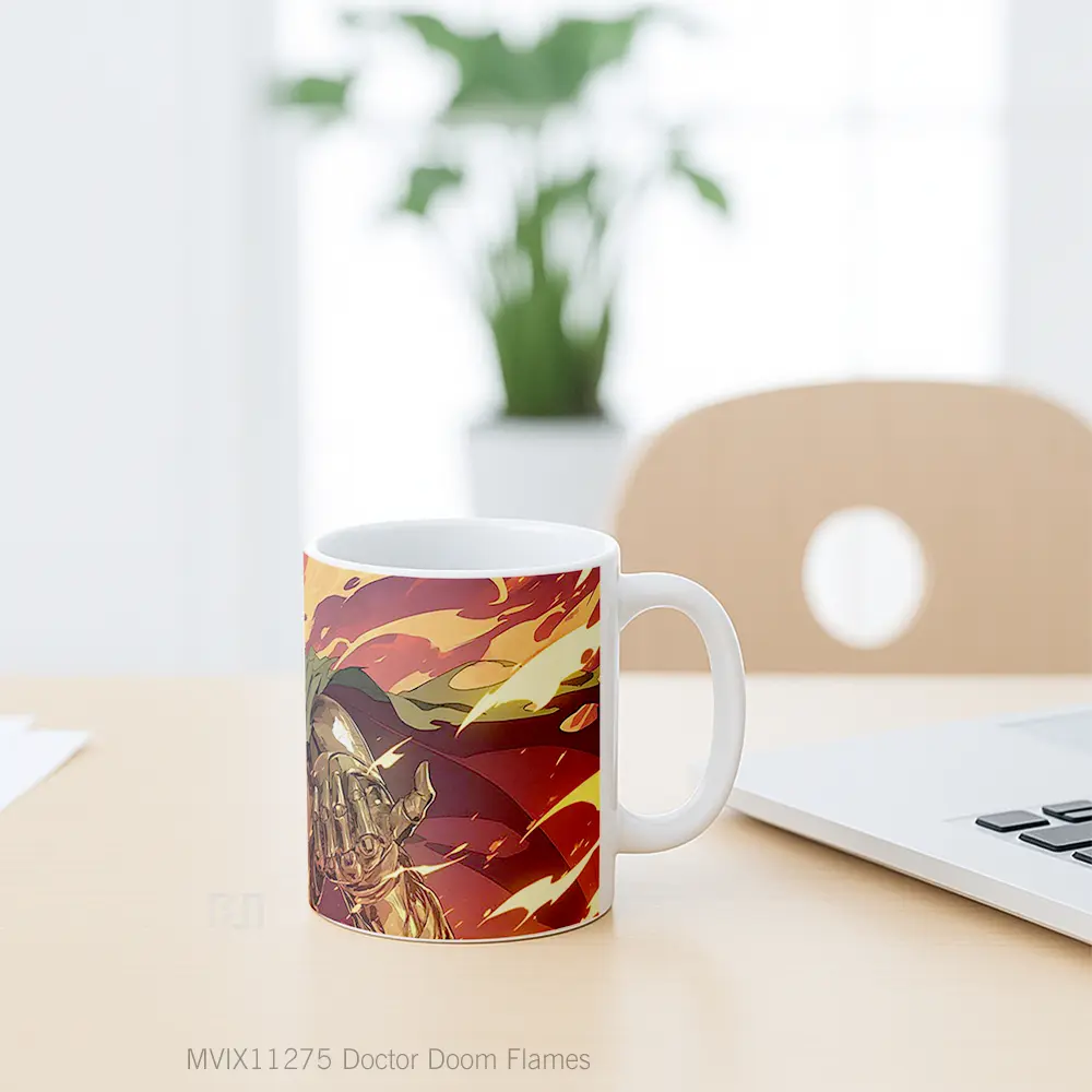 Mug Doctor Doom Flames Gelas Keramik Desain Unik - All-side / Desain