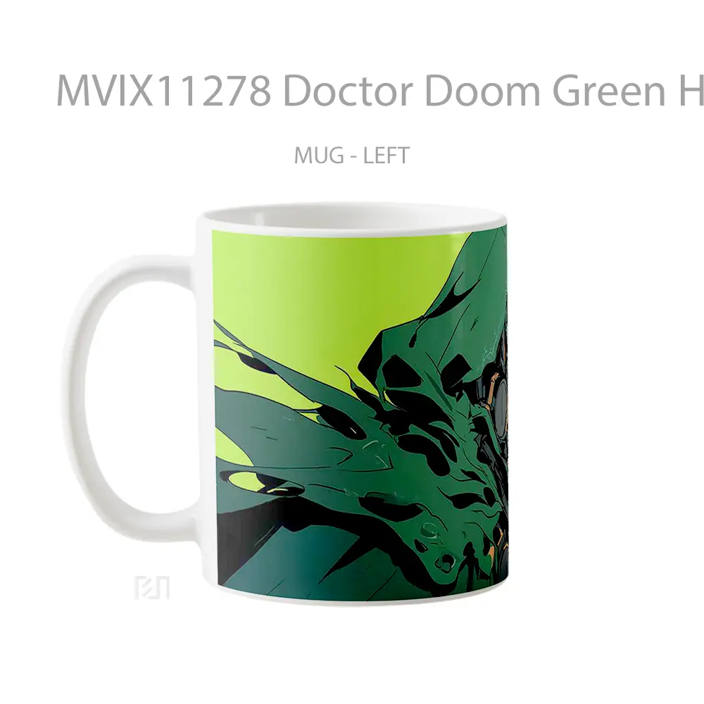 Mug Doctor Doom Green Hooded Mask Gelas Keramik Desain Unik - All-side / Desain