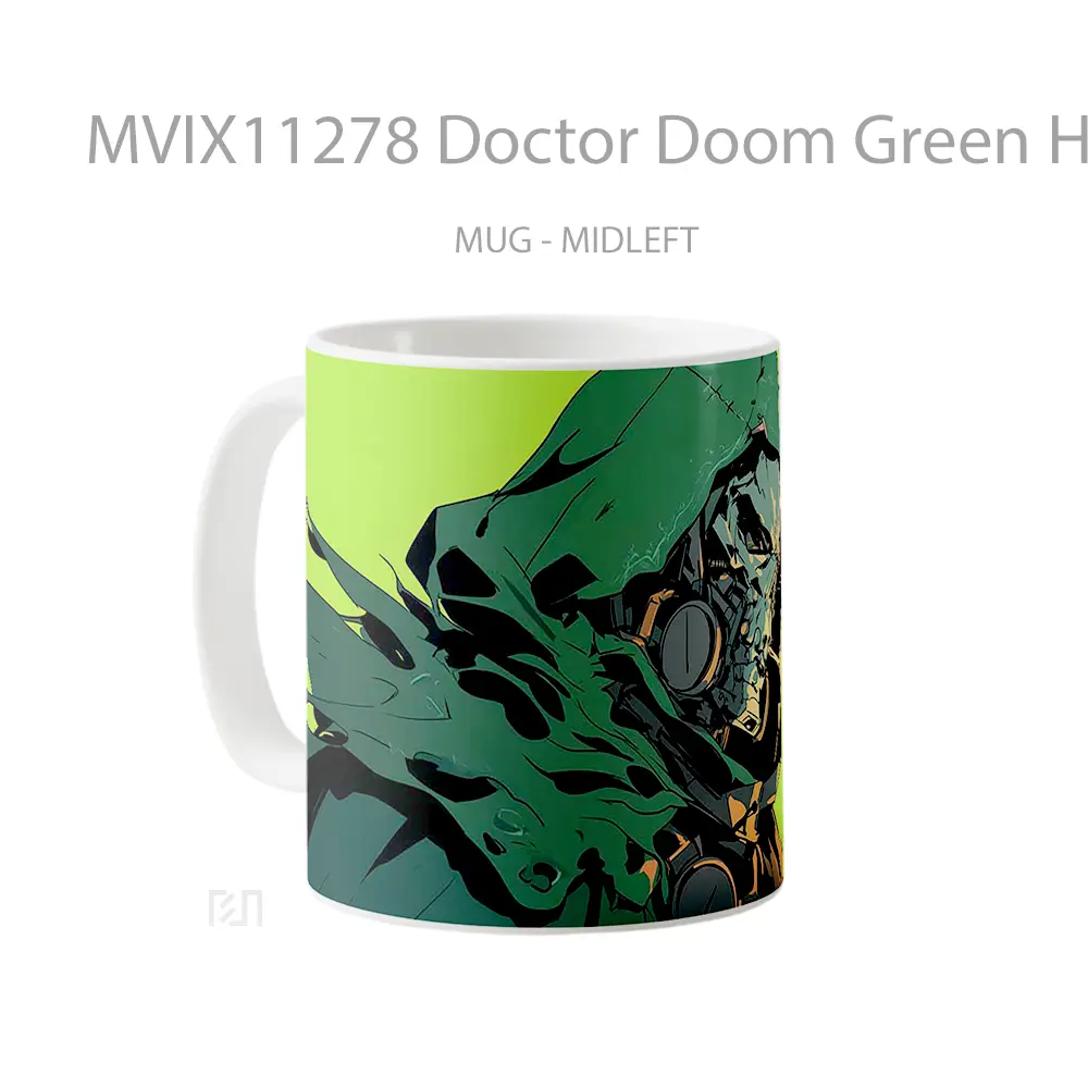 Mug Doctor Doom Green Hooded Mask Gelas Keramik Desain Unik - All-side / Desain