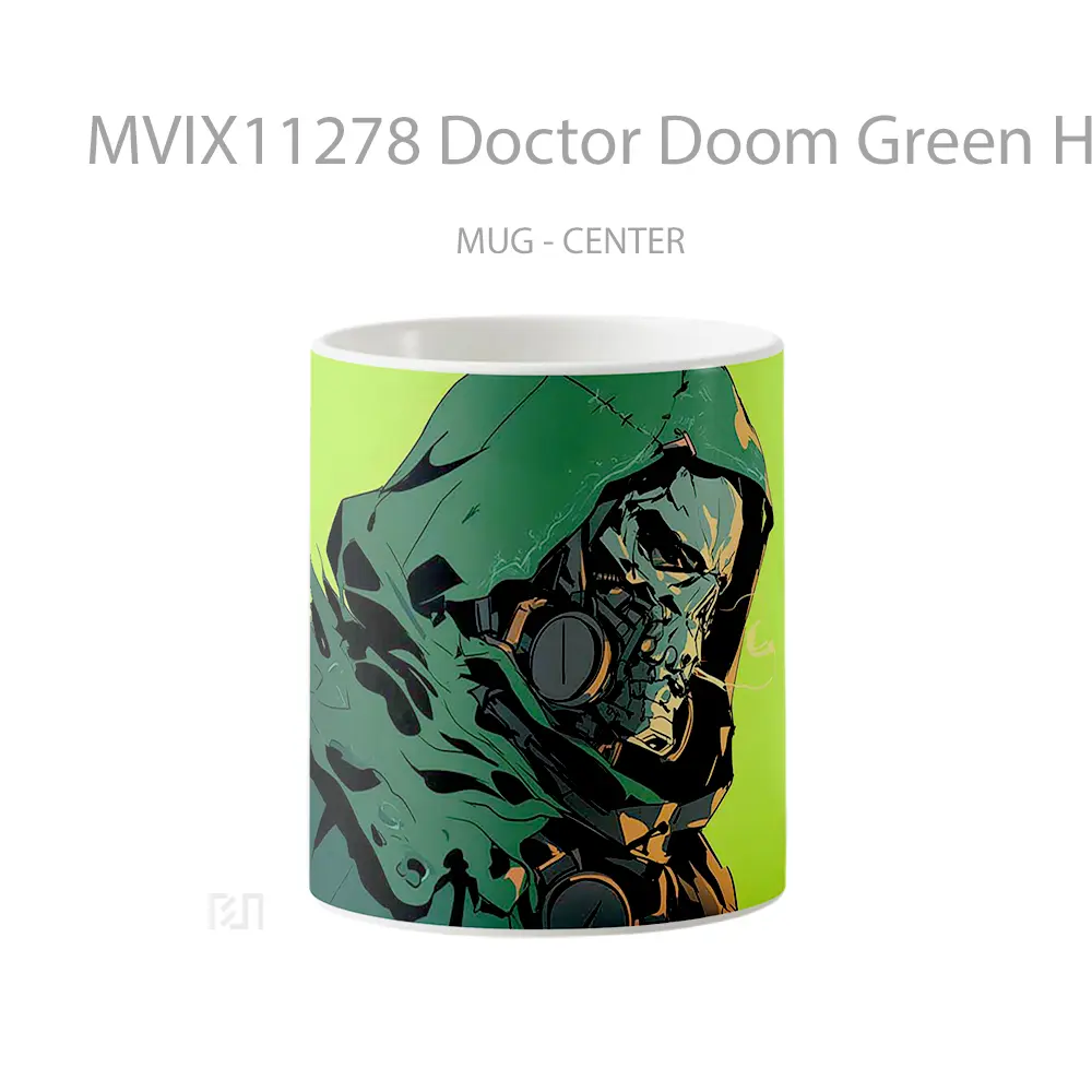 Mug Doctor Doom Green Hooded Mask Gelas Keramik Desain Unik