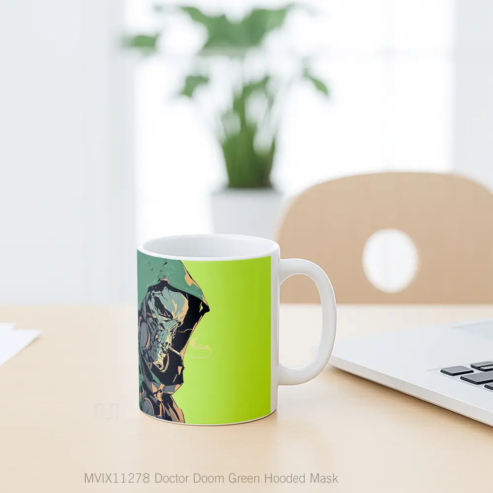 Mug Doctor Doom Green Hooded Mask Gelas Keramik Desain Unik - All-side / Desain