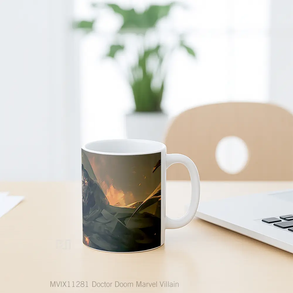Mug Doctor Doom Marvel Villain Gelas Keramik Koleksi Superhero - All-side / Desain