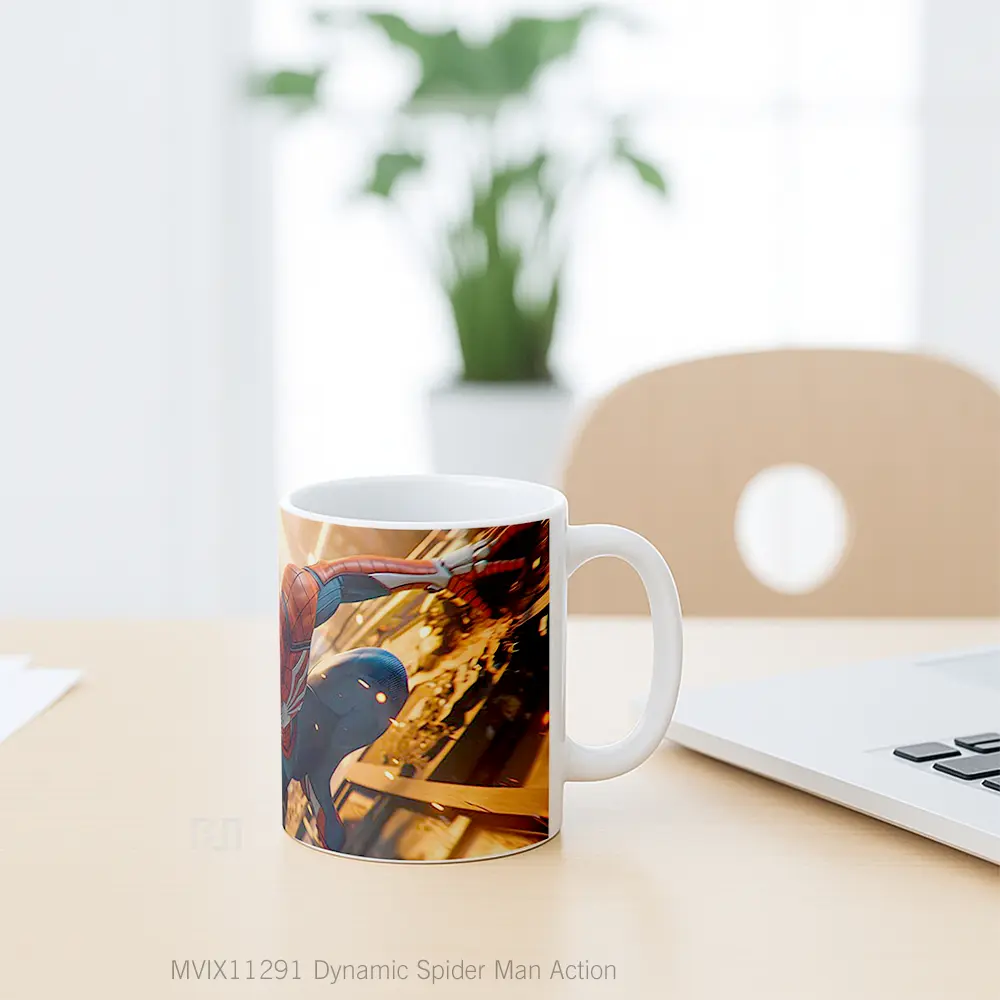 Mug Dynamic Spider Man Action Gelas Keramik Desain Unik - All-side / Desain