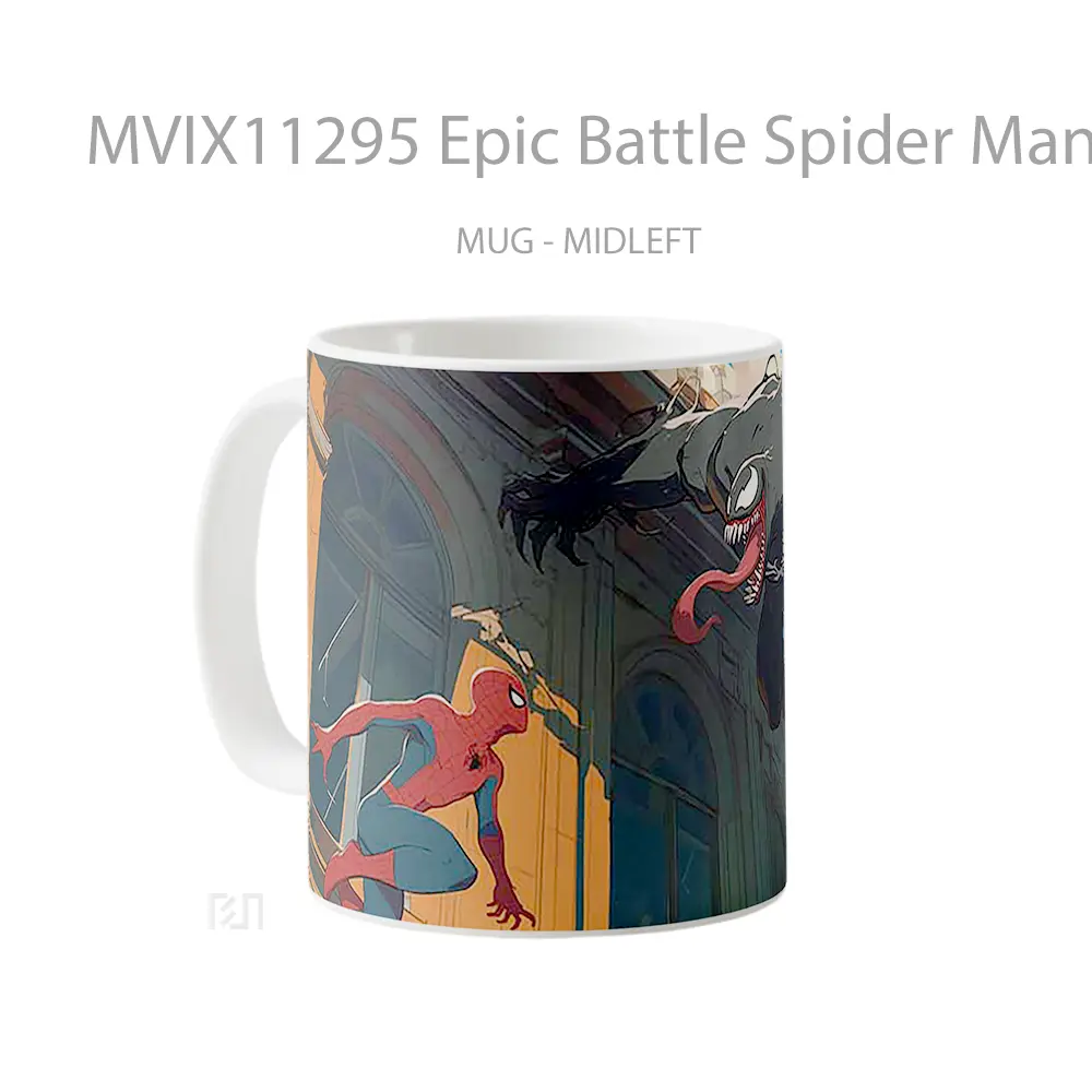 Mug Epic Battle Spider Man Venom Hadiah Lucu dan Menarik - All-side / Desain
