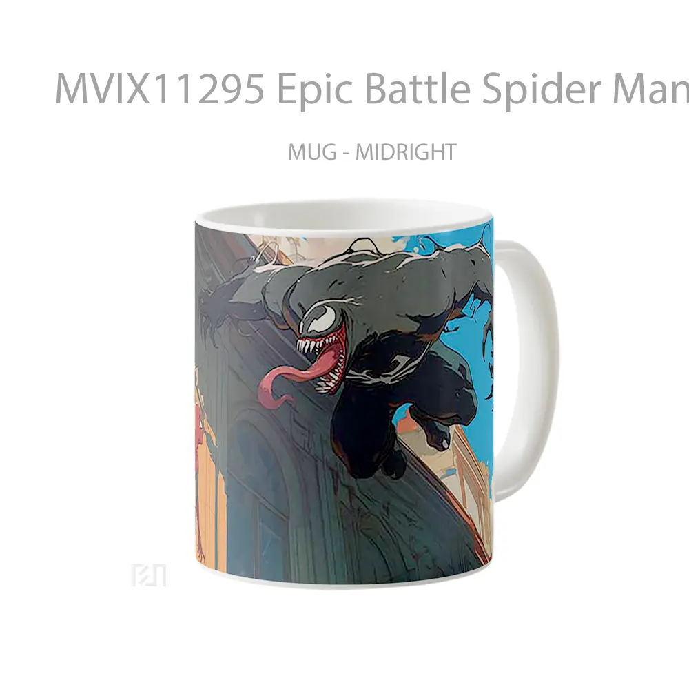Mug Epic Battle Spider Man Venom Hadiah Lucu dan Menarik - All-side / Desain