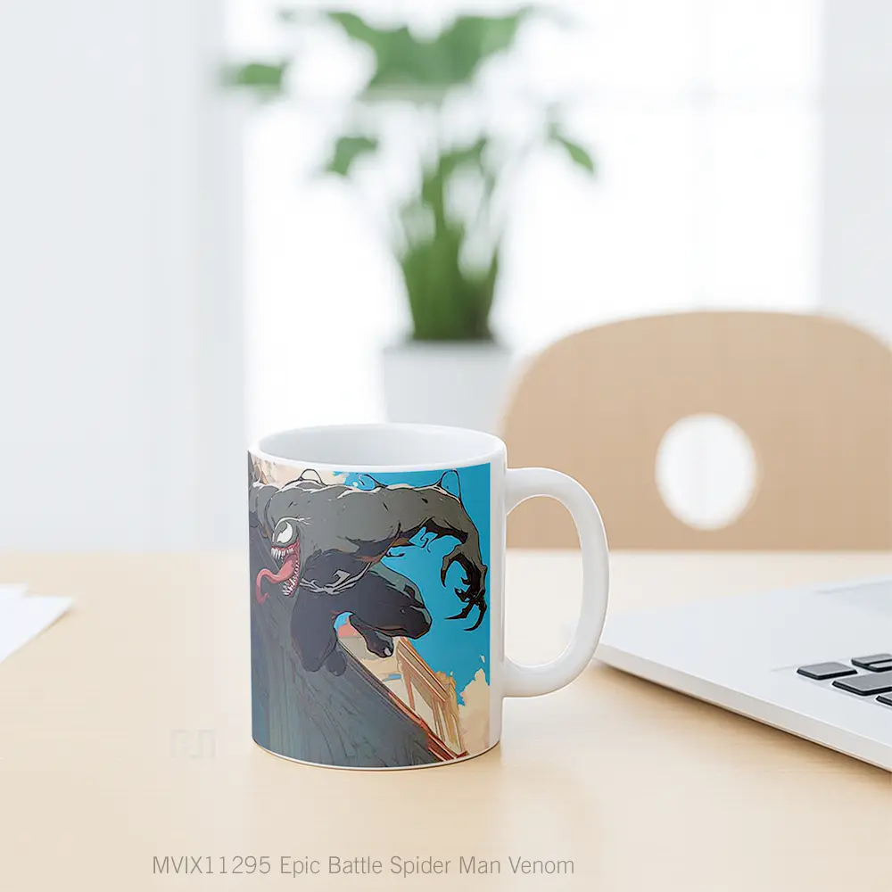 Mug Epic Battle Spider Man Venom Hadiah Lucu dan Menarik - All-side / Desain