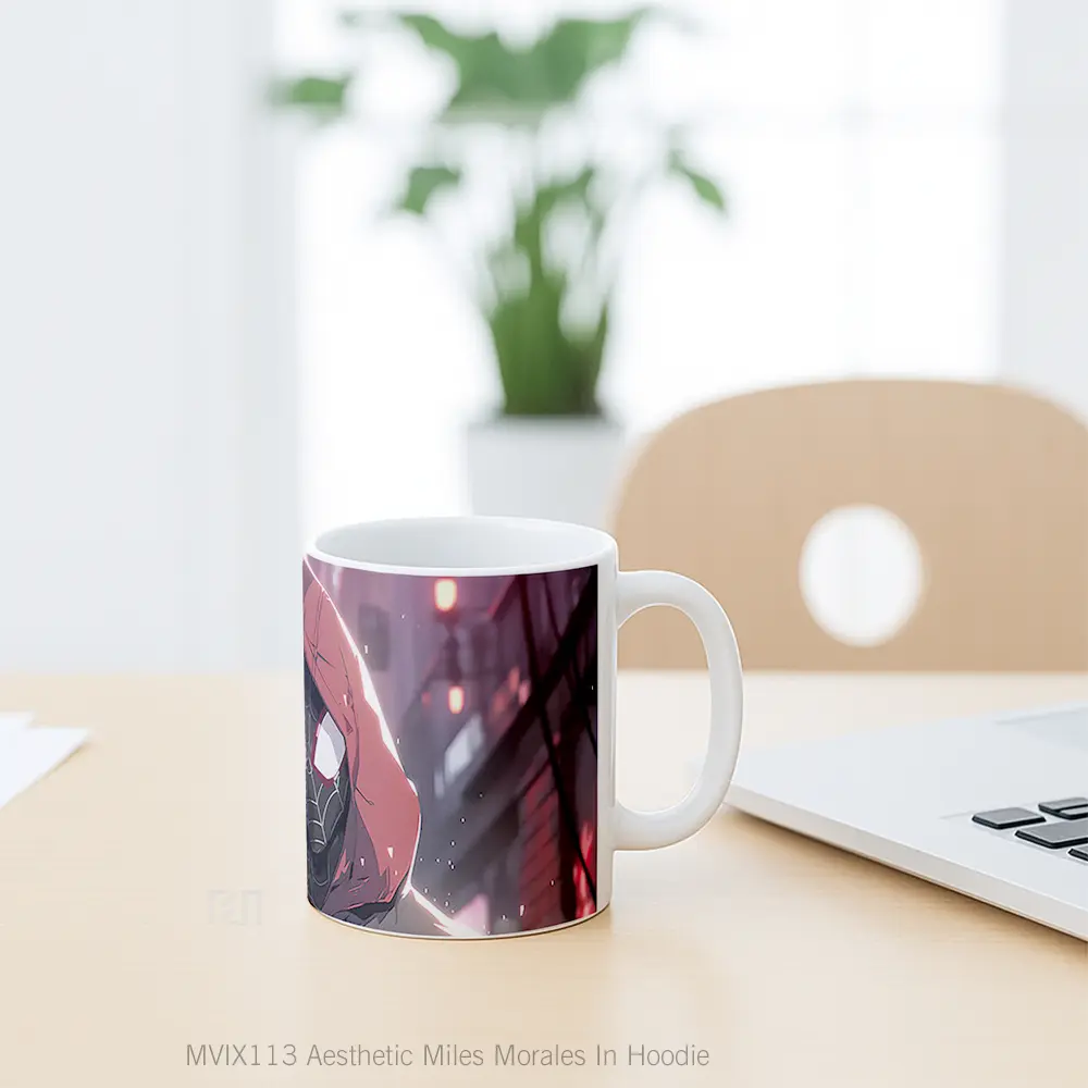 Mug Aesthetic Miles Morales In Hoodie Gelas Keramik Desain Unik - All-side / Desain