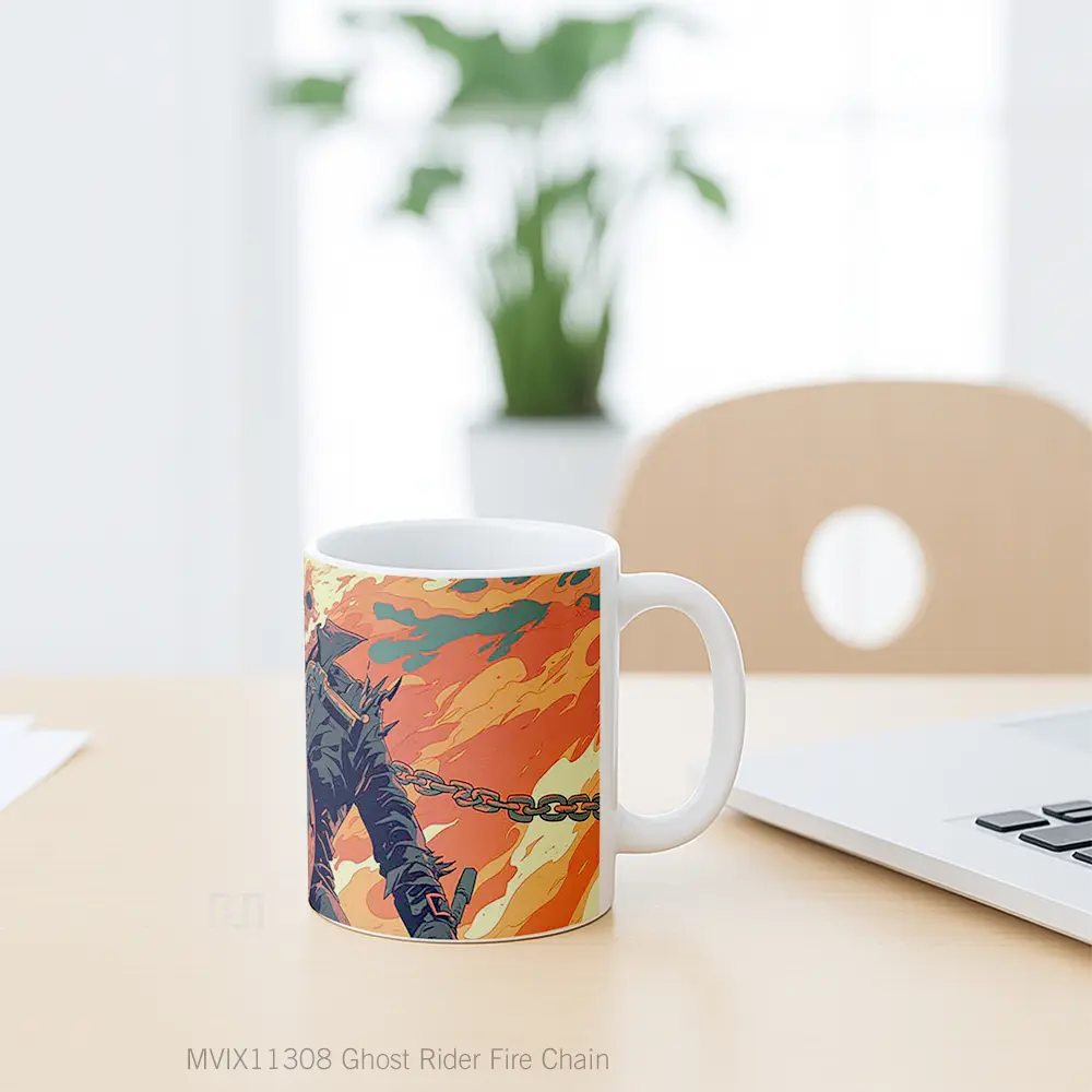 Mug Ghost Rider Fire Chain Hadiah Lucu dan Menarik - All-side / Desain