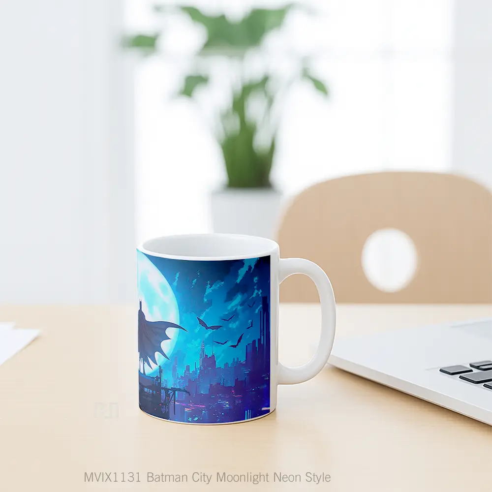 Mug Batman City Moonlight Neon Style Koleksi Mug Film dan Komik - All-side / Desain
