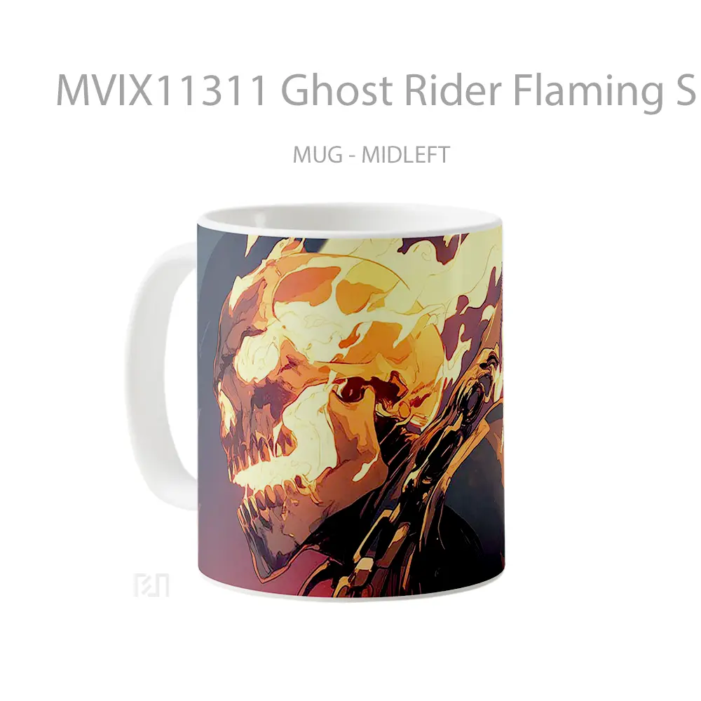 Mug Ghost Rider Flaming Skull Futuristic Style Koleksi Mug Limited Edition - All-side / Desain