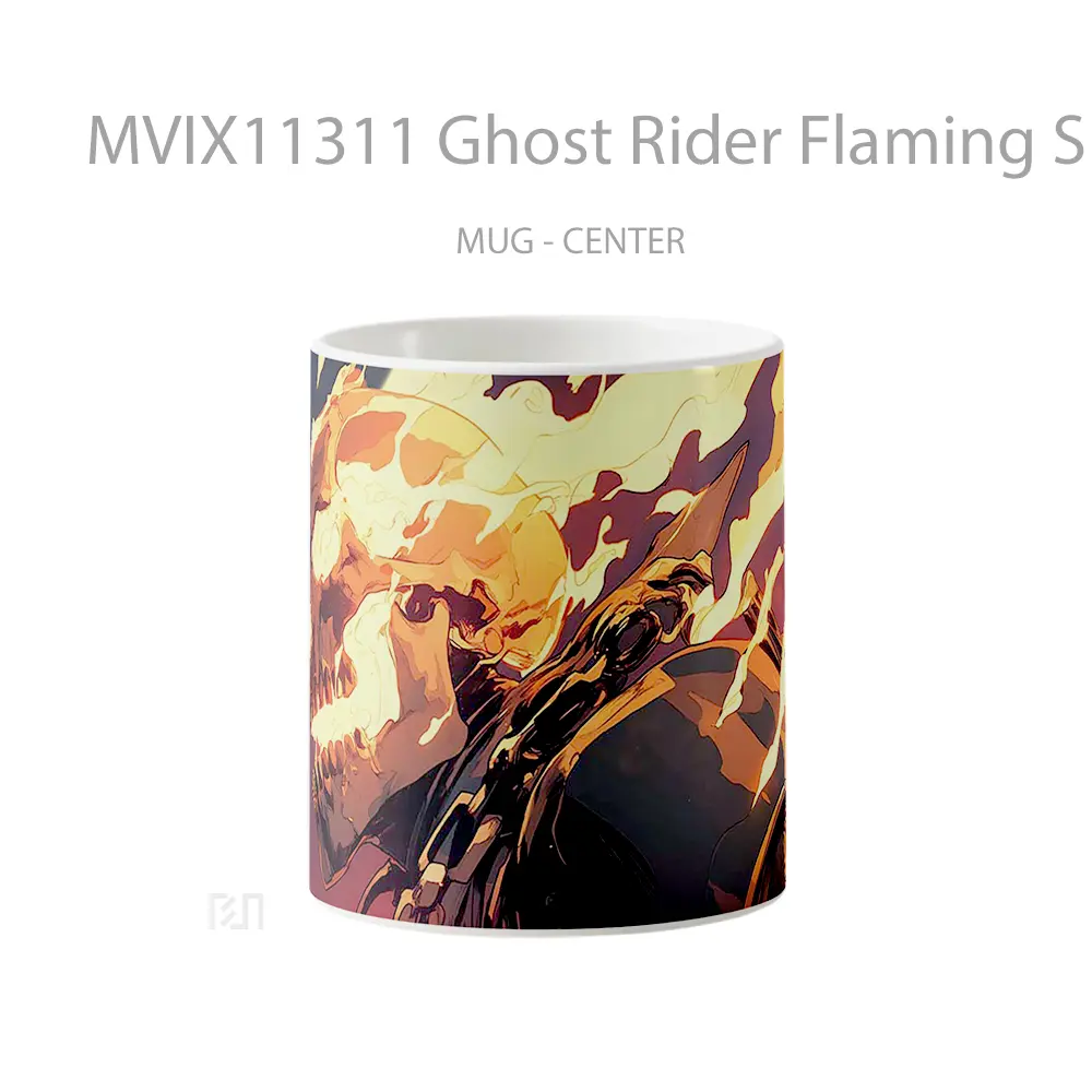 Mug Ghost Rider Flaming Skull Futuristic Style Koleksi Mug Limited Edition