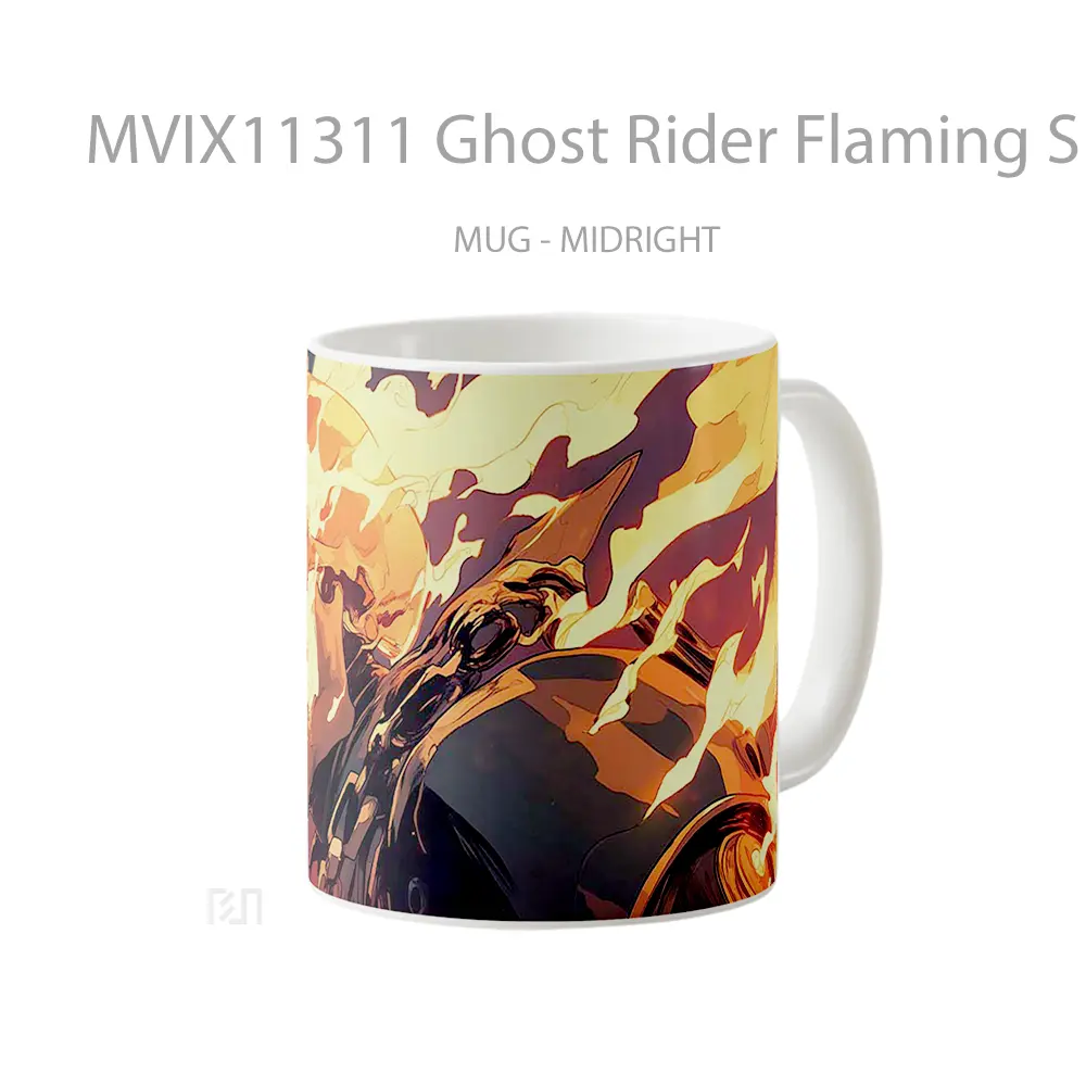 Mug Ghost Rider Flaming Skull Futuristic Style Koleksi Mug Limited Edition - All-side / Desain