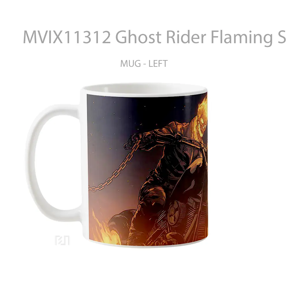 Mug Ghost Rider Flaming Skull Motorcycle Gelas Keramik Desain Unik - All-side / Desain
