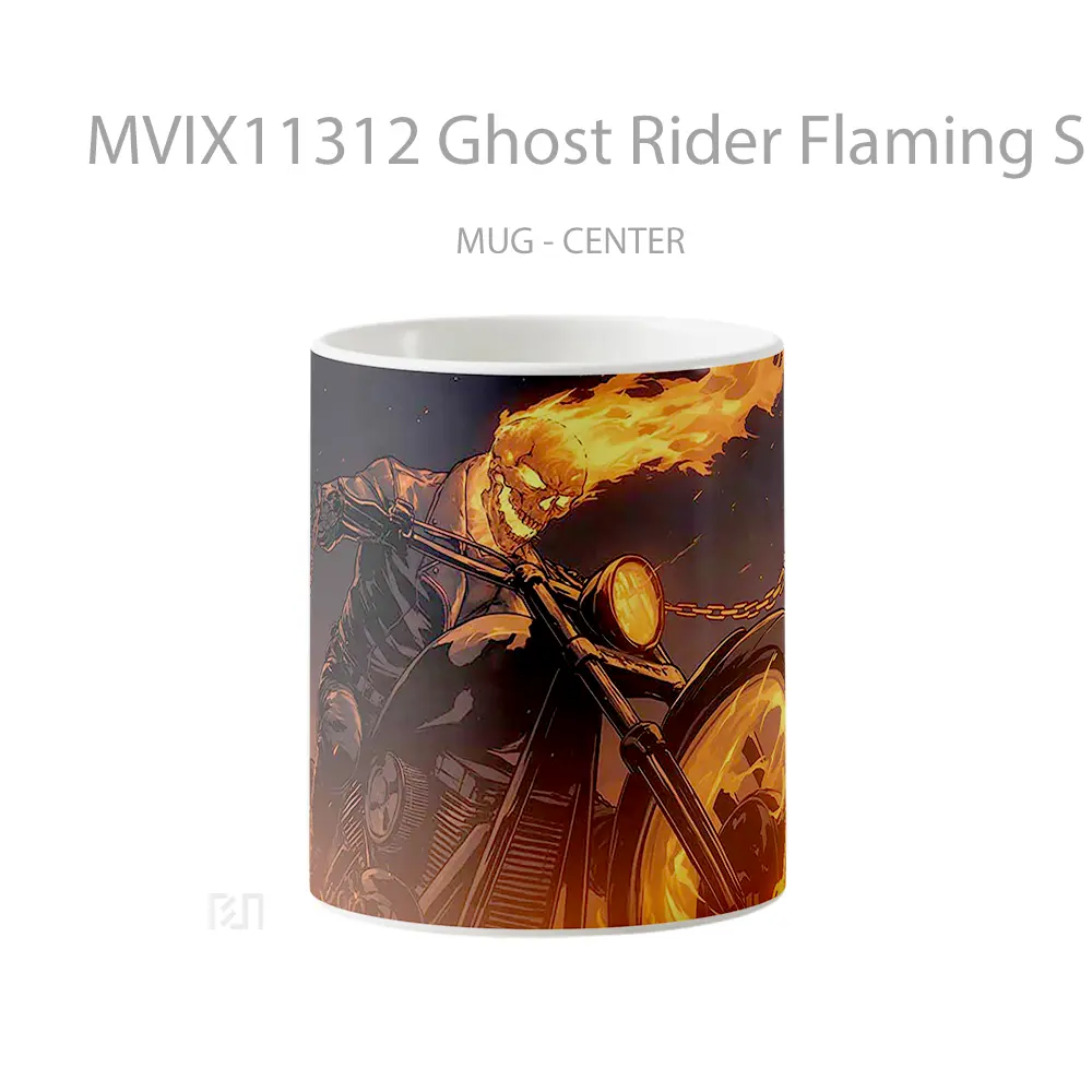 Mug Ghost Rider Flaming Skull Motorcycle Gelas Keramik Desain Unik